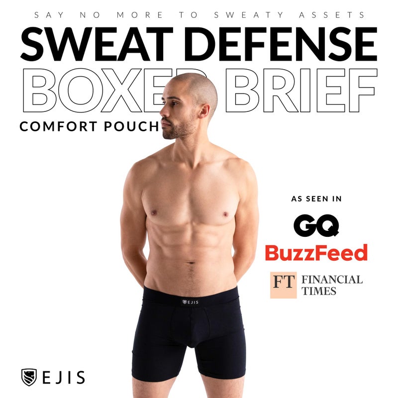 Ejis Sweat Defense Boxer Brief | Comfort Pouch | Sweat Proof Micro Modal (Small, Navy) - Image 2